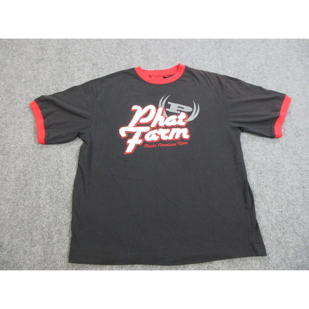 VTG Phat Farm Shirt Mens Large Classic American Flava‎ Ringer Tee Urban Hip Hop